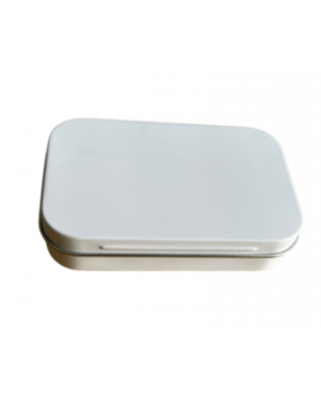 MW07 Mini hinged rectangle white tin