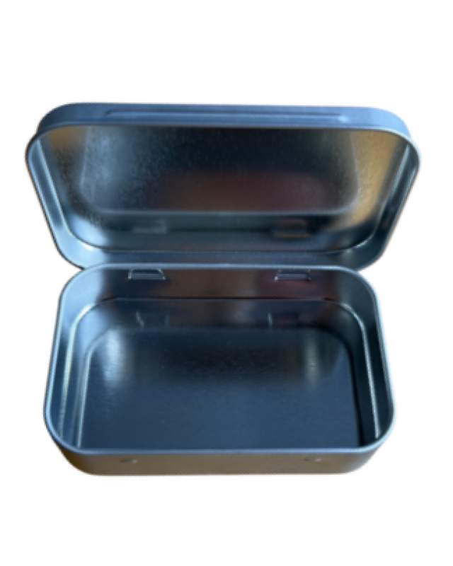 UES07 Mini hinged rectangle silver tin