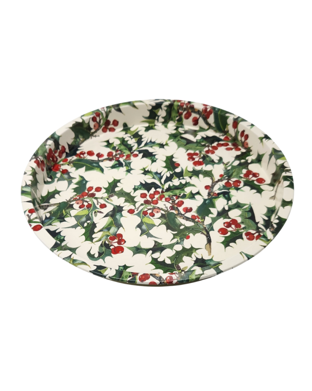 Holly Round Tin Tray