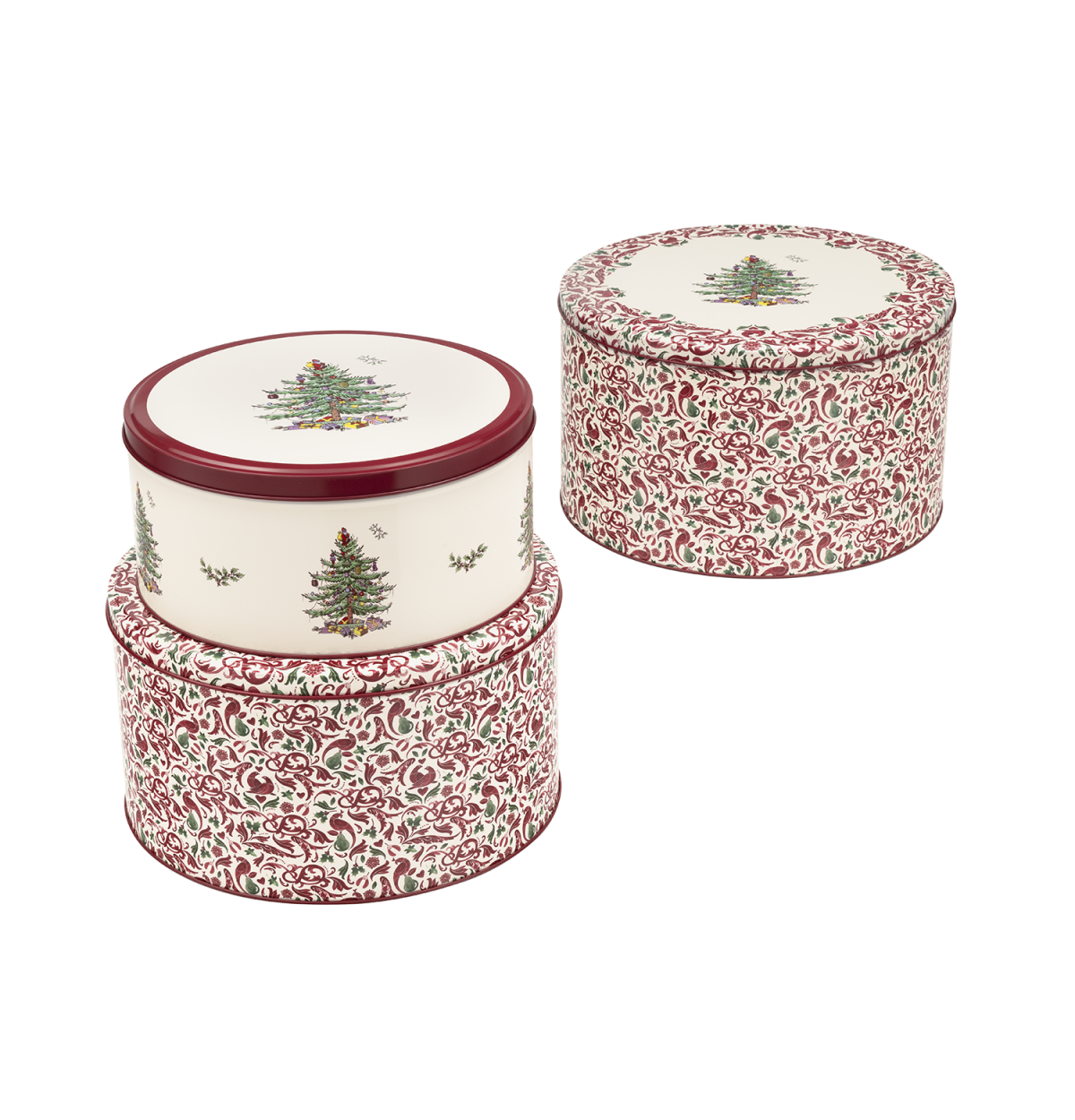 Spode Christmas Large Round Set Of 3 Tins
