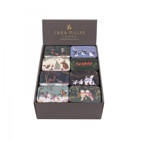 Sara Miller Christmas slip lid pocket tins 8 designs