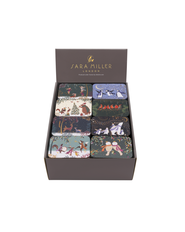Sara Miller Christmas slip lid pocket tins 8 designs
