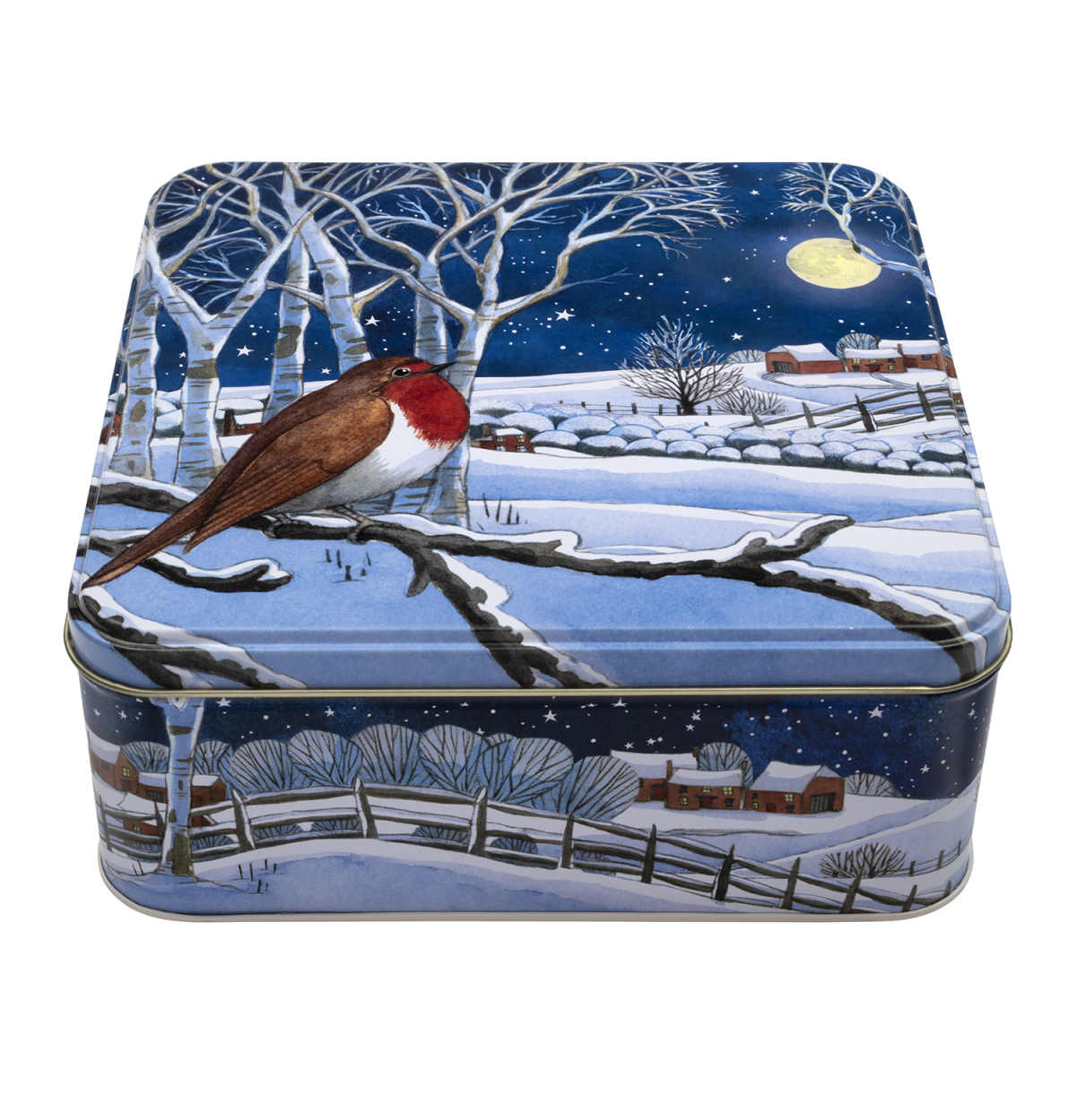 Midnight Robin Square Tin