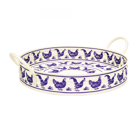 Emma Bridgewater Blue Hen Large Metal Handle Tray