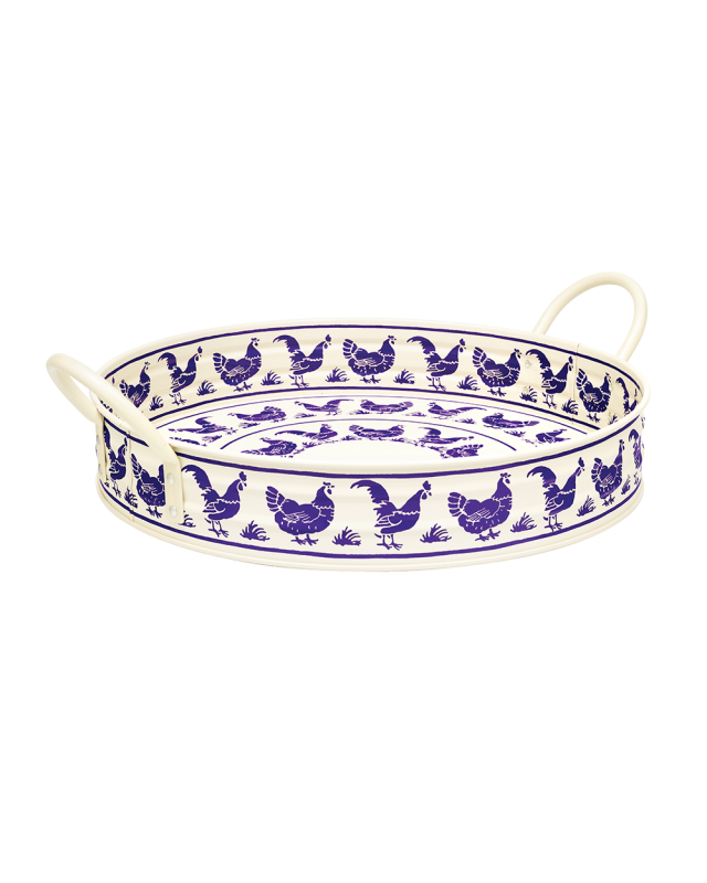 Emma Bridgewater Blue Hen Large Metal Handle Tray
