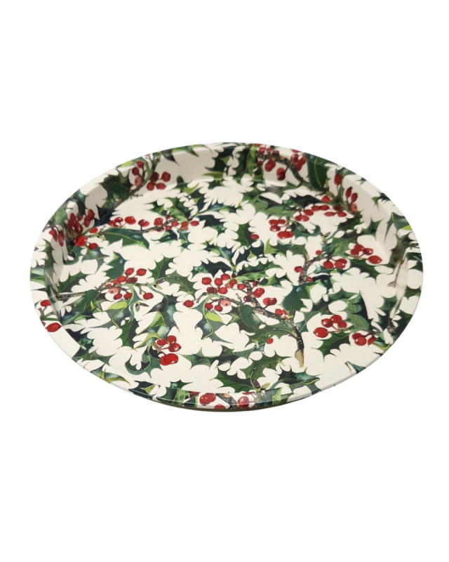 Holly Round Tin Tray
