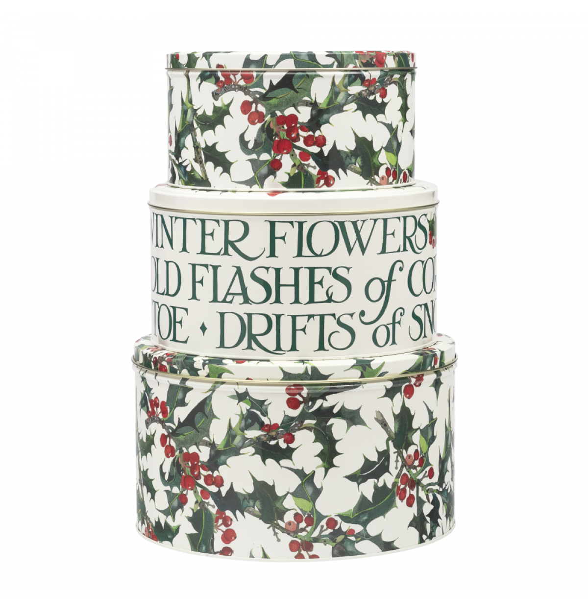 Holly Large Round Set Of 3 Tins