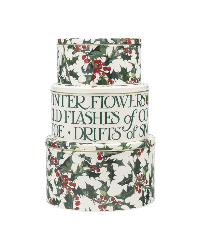 Holly Large Round Set Of 3 Tins