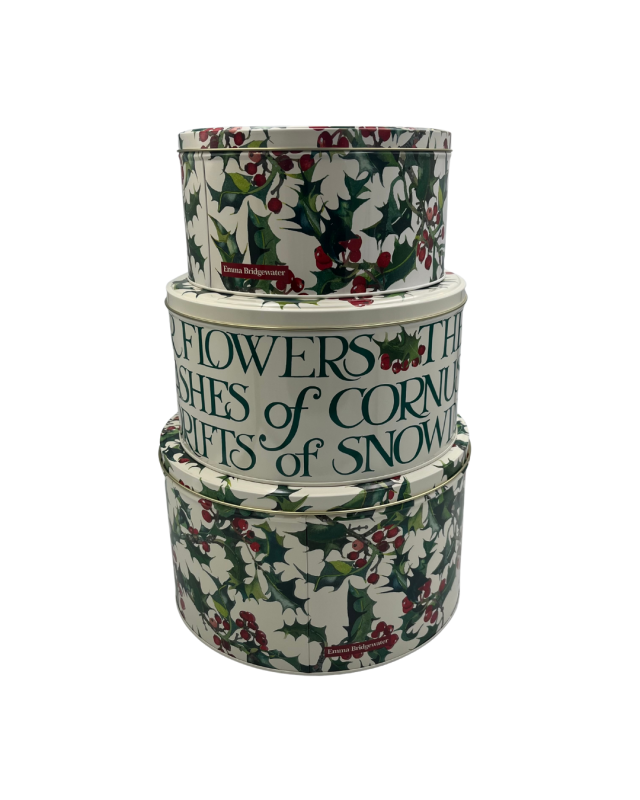 Holly Large Round Set Of 3 Tins