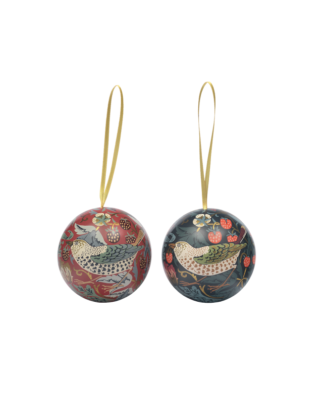 William Morris Strawberry Thief Bauble Tin